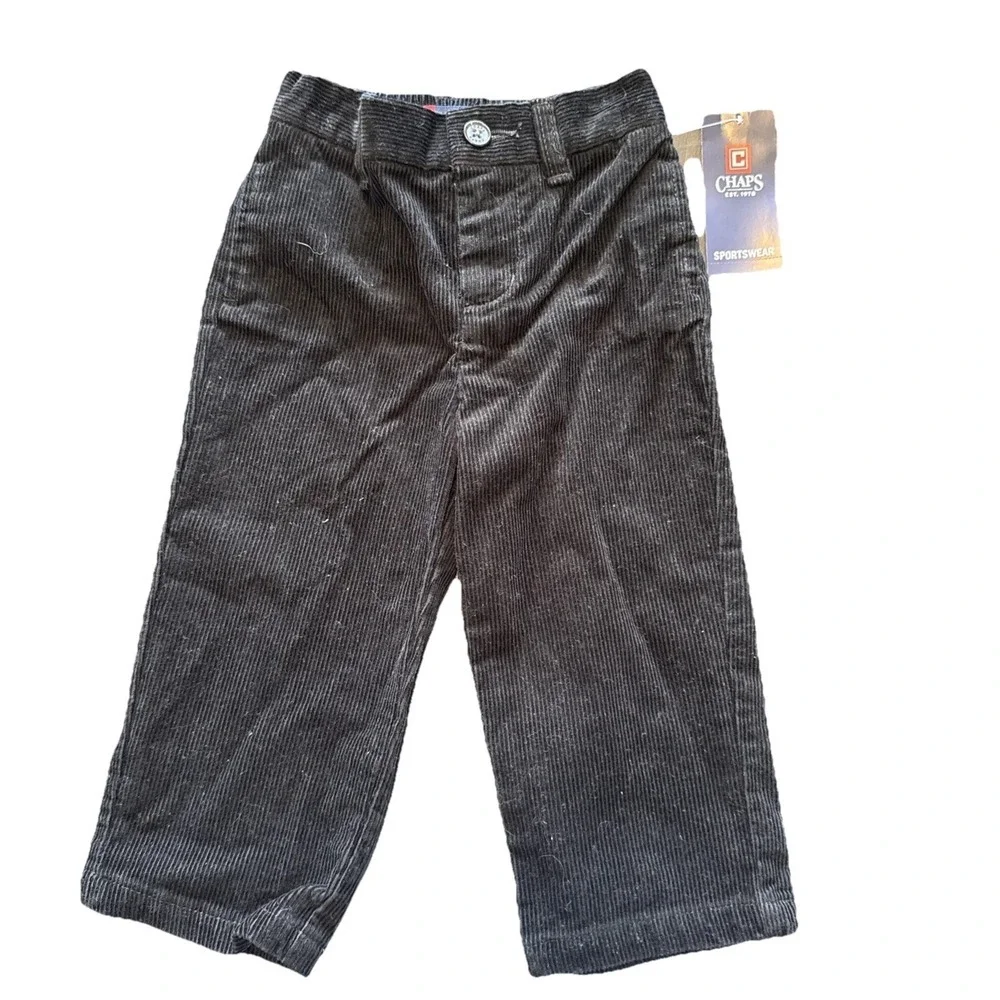 Chaps Corduroy Pants Boys 18m Black Straight Leg NWT Preppy‎ Fashion Holiday